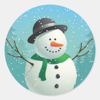 Snowman Classic Round Sticker