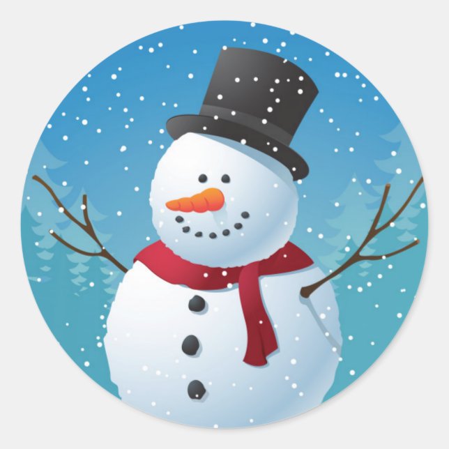 Snowman Classic Round Sticker (Front)