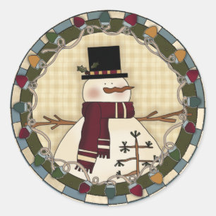 Snowman Classic Round Sticker