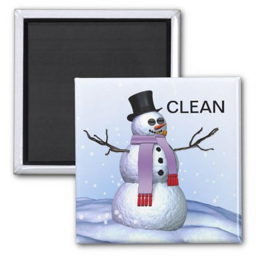 Snowman Clean Dirty Christmas Dishwasher Magnet