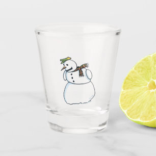 Snowman clear shot glass