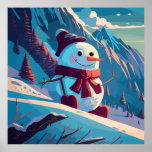 Snowman climbs mountains at Christmas Poster<br><div class="desc">Snowman go to  mountains at Christmas</div>