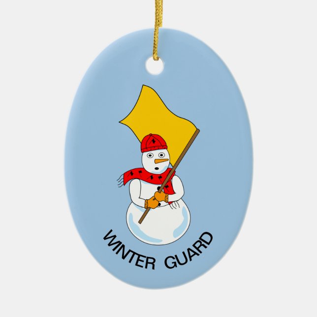 Snowman Colorguard Ceramic Ornament (Front)