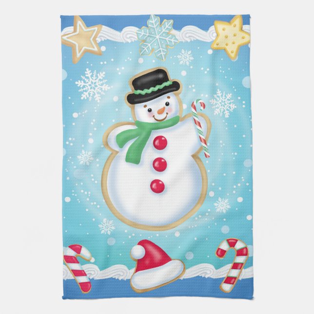 Snowman Cookie Kitchen Towel (Vertical)