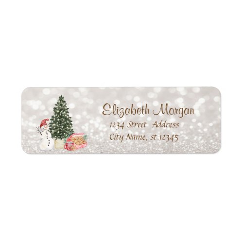 Snowman CookiesPine Tree Glittery Bokeh  Label