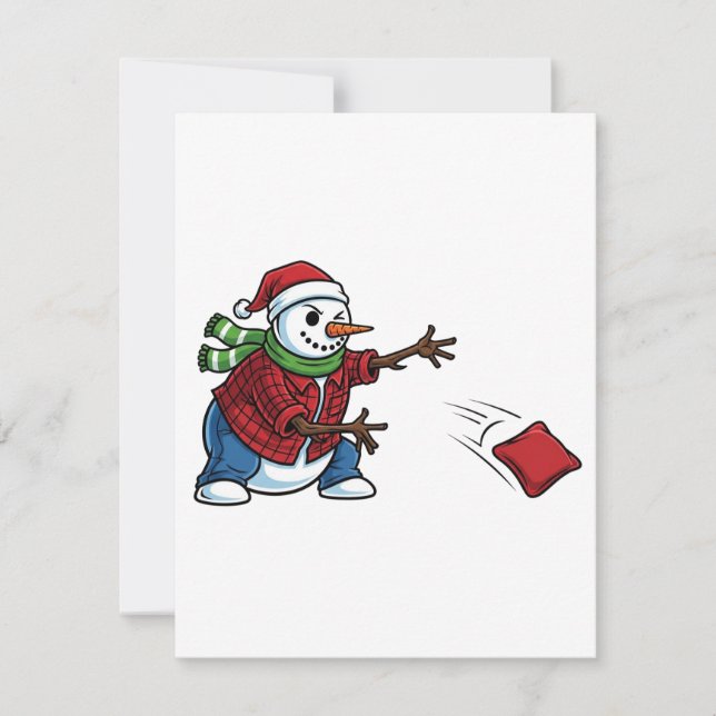 Snowman Cornhole Christmas 2026 Holiday Tailgate Note Card (Front)