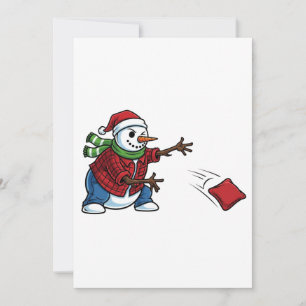 Snowman Cornhole Christmas 2026 Holiday Tailgate Thank You Card