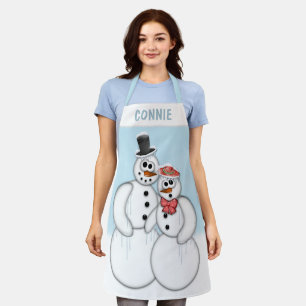 Snowman Couple Apron