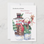 Snowman Couple Christmas Card<br><div class="desc">A charming Christmas card featuring a snowman and snow-woman couple dressed for the holidays. Perfect greeting card FOR grandparents or FROM grandparents to everyone. (Image by Toniatkach on Freepik). The card is easy to customize with your wording, font and font color. Not exactly what you're looking for? All our products...</div>