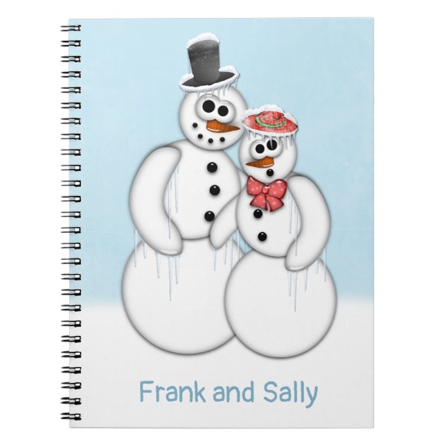 Snowman Couple Customizable Notebook (Front)