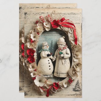 Snowman Couple In Wreath Christmas by MarceeJean at Zazzle