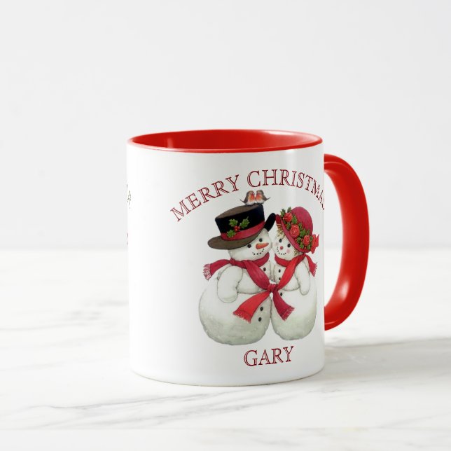 Snowman Couple - Merry Christmas Mug (Front Right)
