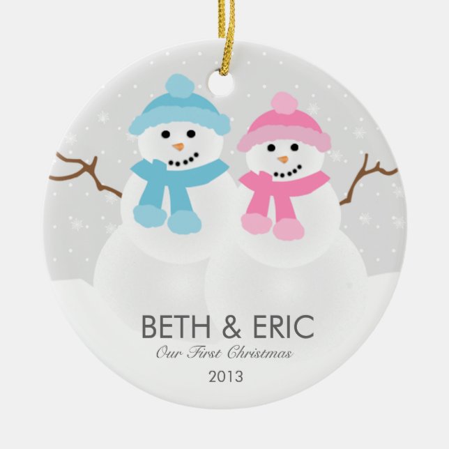 Snowman Couple Ornament (Front)