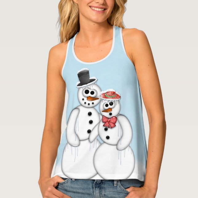 Snowman Couple Tank Top (Front)