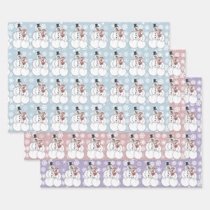 Snowman Couple Wrapping Paper Sheets
