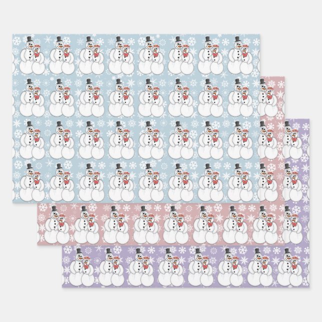 Snowman Couple Wrapping Paper Sheets (Set)
