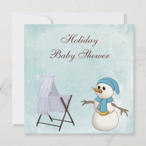Snowman  Crib Boys Holiday Baby Shower Invitation