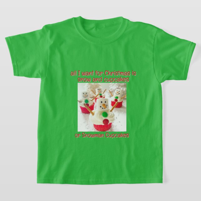 Snowman Cupcakes 2 T-Shirt (Laydown)