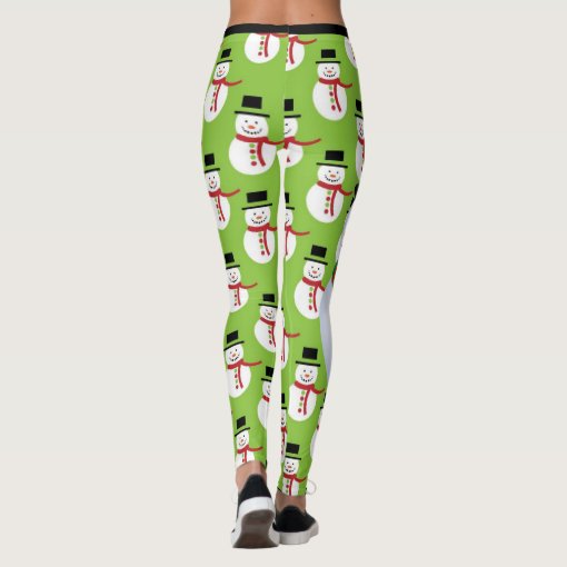 Snowman Custom Leggings Christmas Running Tights | Zazzle