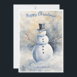 Snowman: Customizable Minimalist Winter Wonderland Holiday Card<br><div class="desc">Snowman Serenity: Customizable Minimalist Winter Wonderland Holiday Card. Immerse yourself in the serene beauty of winter with our customizable Minimalist Snowy Winter Wonderland watercolor wash holiday card featuring a snowman in the wild. The words "Happy Christmas" curve gracefully at the top, and at the bottom, "From the (name) family" adds...</div>