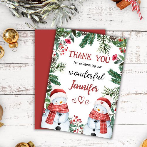 Snowman Cute Christmas 2nd Birthday Thank You Card