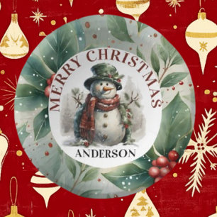 Snowman Cute Christmas Wishes Paper Plate Bowls