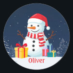 Snowman Cute Personalized Christmas Holiday Classic Round Sticker<br><div class="desc">Snowman Cute Personalized Christmas Holiday Classic Round Sticker</div>