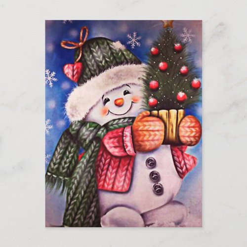 Snowman cute postcard