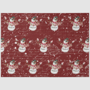 Snowman Cute Watercolor Merry Christmas Typography Tissue Paper
