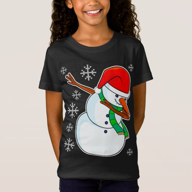 Snowman Dabbing, Christmas Dab T-Shirt (Front)