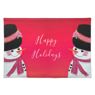 Snowman Decorated Holiday Table Decor Cloth Placemat