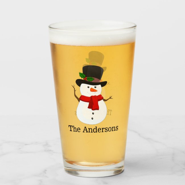 Snowman Design Drinking Glass