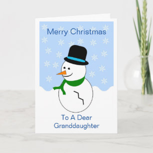 Snowman Design Granddaughter Christmas Card