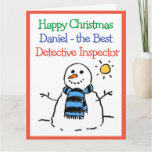 Snowman Design Happy Christmas Detective Inspector Card