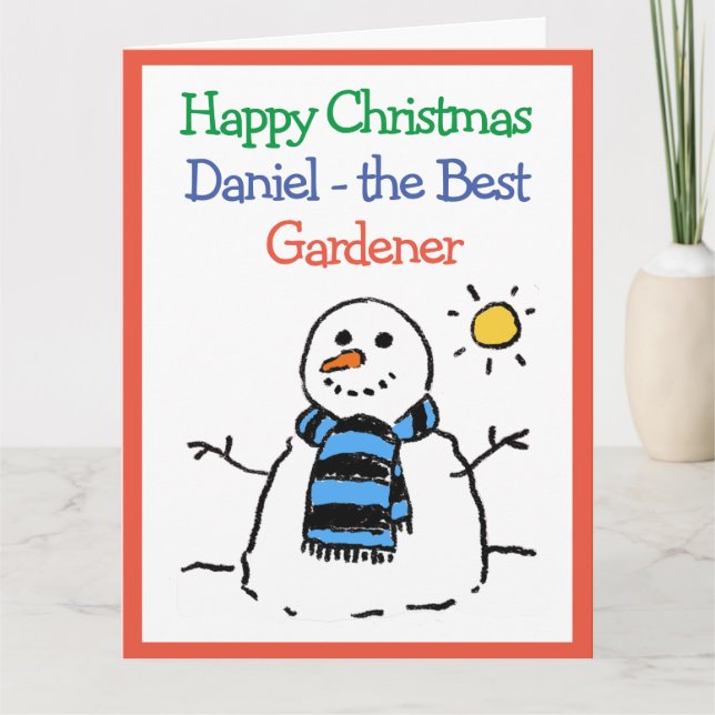 Snowman Design Happy Christmas To a Gardener Card (Front)
