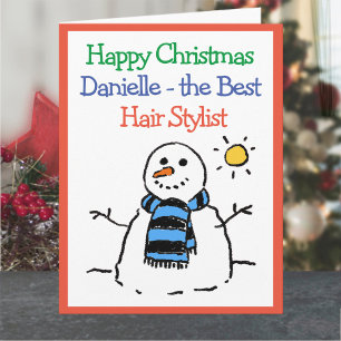 Snowman Design Happy Christmas to a Hair Stylist Card