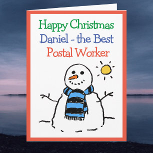 Snowman Design Happy Christmas to a Postal Worker Card