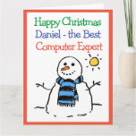 Snowman Design Happy Christmas to Computer Expert Card