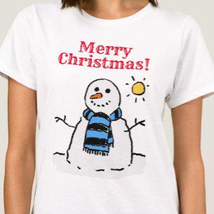 Snowman Design with Personal Greeting Christmas T-Shirt