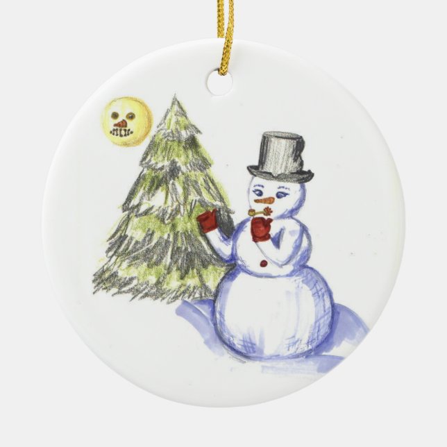Snowman Discoverying That He Has Mittens Ornament (Front)