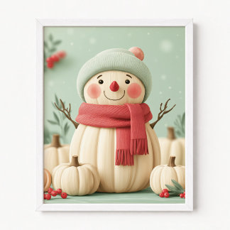 Snowman Disguised as Snowman Winter Hat Poster