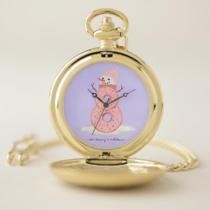 snowman donut pocket watch