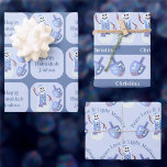 Snowman Dreidels Cute Happy Hanukkah Kids Name Wrapping Paper Sheets<br><div class="desc">Create your own Happy Hanukkah wrapping paper assortment and personalize it by adding your child's name into each of three designs. Set on a background of pale pastel blue, this cute Hanukkah gift wrap features a happy Jewish snowman and his matching set of dreidels in soft blues with a touch...</div>