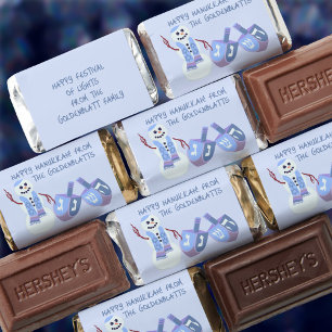 Snowman Dreidels Simple Personalized Hanukkah Hershey's Miniatures