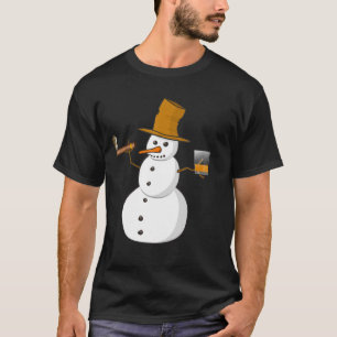 Snowman Drinking Whiskey And Smoking A Cigar   T-Shirt