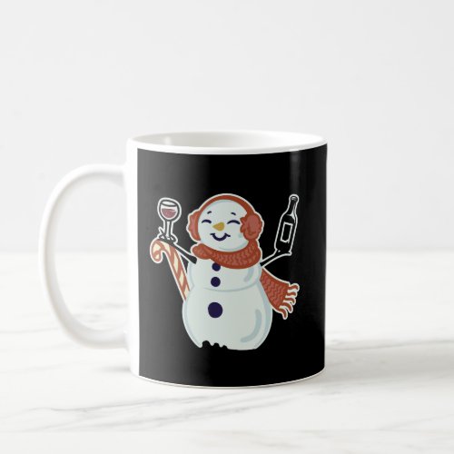 Snowman Drinking Wine Christmas Party Gift For Win Coffee Mug