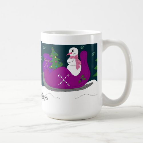 Snowman Driving a Sleigh Coffee Mug
