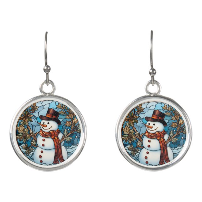 Snowman Drop Earrings (Front)