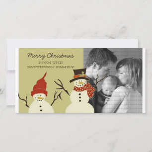 Snowman Duo Holiday Photo Card, Sage Card