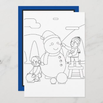 Snowman Elves Kids Coloring Add Message  Note Card by DoodlesHolidayGifts at Zazzle